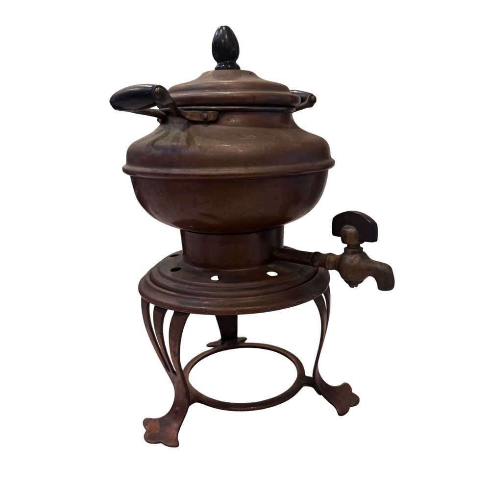 Antique Heinrich Tea Urn with Brass Spigot and Pedestal Stand‎ 11"Patina 1907-24